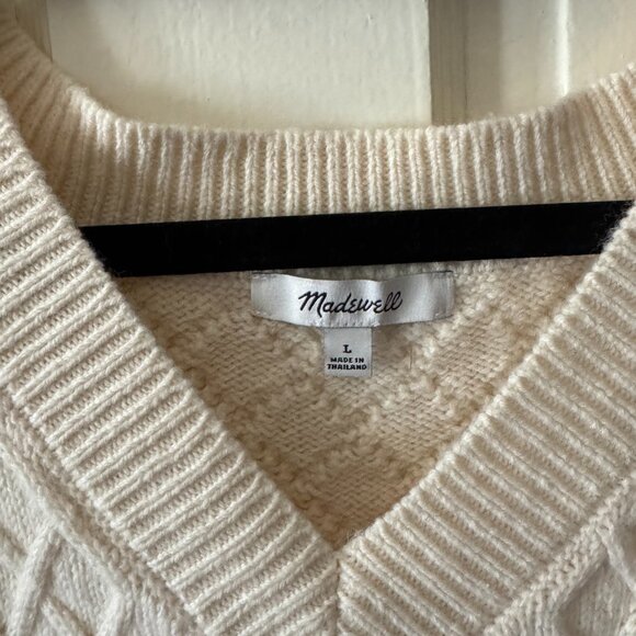 Madewell Cable Knit V-Neck Sweater Vest - Picture 2 of 3